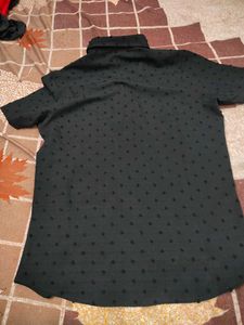 Stylish Black Textured Short Sleeve Shirt