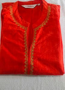 Biba Orange Embroidered Kurta