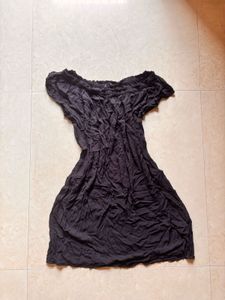 Black Off-Shoulder Ruffle Dress