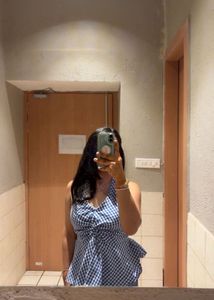 Chic Yellow Gingham Peplum Top