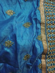 Embroidery Border Mirror Work Saree