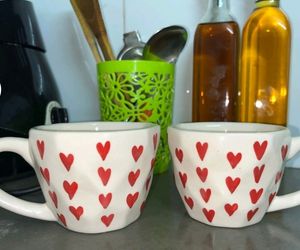 Beautiful  Handmade Clay Cup With Red Cute Hearts