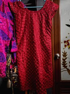 Maroon Glass Work Stitched Top