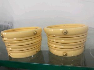 Elegant Cream & Gold Bangles Set rajputi dhalu chu