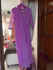 Elegant Purple Anarkali Kurta Set