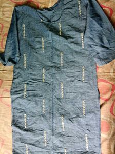 Blue Denim cotton blend Straight kurta XXL SIZE