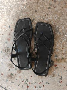 Black Strappy Flat Sandals
