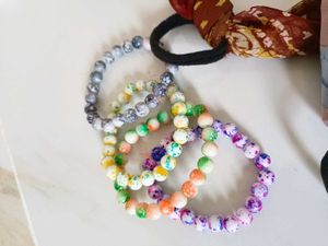 Boho Scarf Hair Ties &amp; Beaded Bracelets