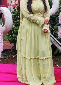 Elegant Lime Green Anarkali lehenga
