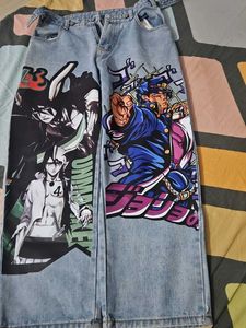 Anime Print Denim Jeans