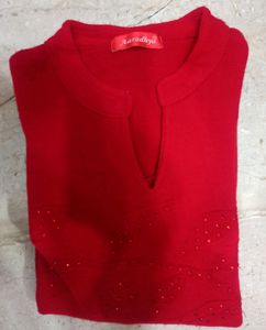 Woolen Kurti Red
