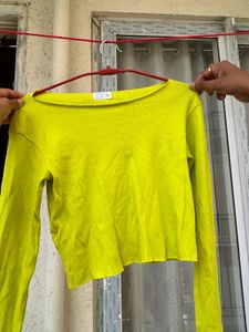 Lime Green Long Sleeve Crop Top