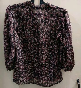 Chic Floral Print Sheer Top