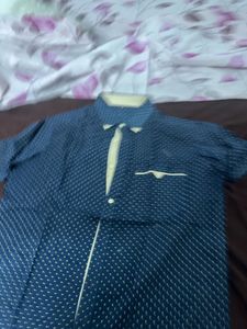 Men's Stylish Navy Blue Printed Shirt
