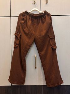 Brown Cargo Wide Leg Pants