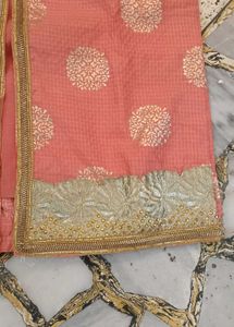 Elegant Peach Kurta with Gold Accents