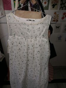 White Floral Net Dress