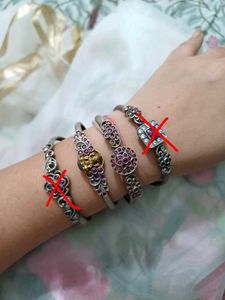 Dual panchi kundan brass adjustable bracelet combo
