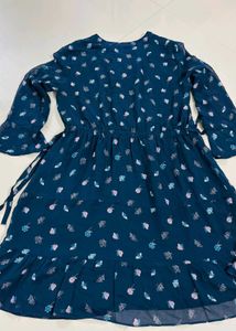 fit and flare blue dress