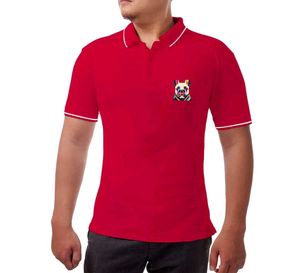 Stylish Red Polo Shirt with French Bulldog Print
