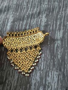 Rajasthani Aad Gold Plated Pendant | Kundan &amp; Pear