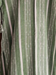 Green Striped Cotton Kurta