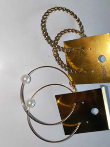 Gold Hoop Earrings with Pearls