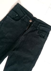 Straight Black High Waist Jeans For Women