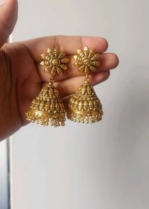 Gold Tone Jhumka Earrings
