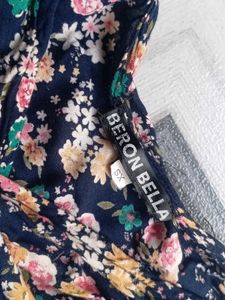 Navy Floral Print Wrap-top