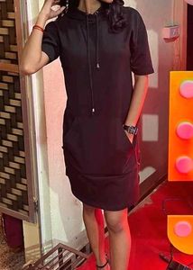 Hoodie Half Shirt Dress