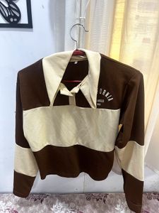 Brown & Cream Striped Rugby Shirt