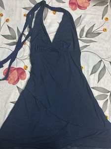 Chic Navy Halter Neck Dress