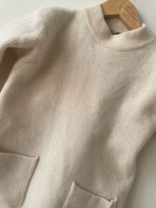 Cream Knit Sweater with Pockets