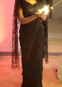 Elegant Black Embellished party wear saree
