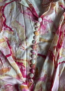 Pink Print Button-Down Top
