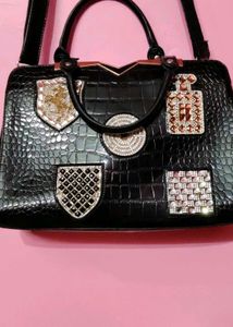 10"/7" Esbeda Sequin Black Handbag