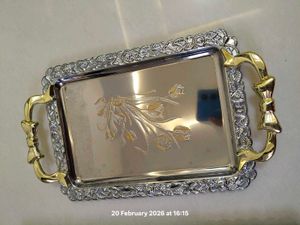 Decorative Silver & Gold Serving Tray 3pic