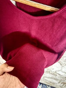 Maroon Ribbed Tank Top