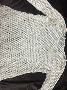 White Crochet Knit Top