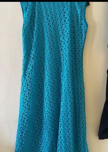 Blue Lace Midi Dress(kurti)