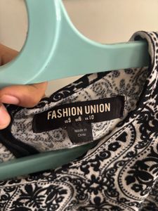 Monochrome Patterned Fit &amp; Flare Dress