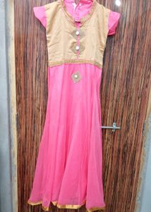 Beautiful Pink Net Ethnic Gown