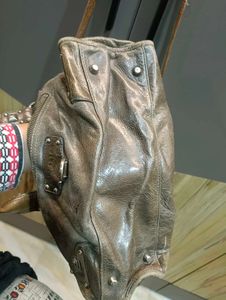 Chic Grey Studded Leather Handbag