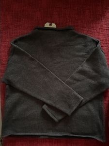 Cozy Grey Knit Sweater with Pockets