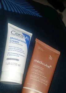 Combo of Cerave moisturizer and Medicube Face Mask