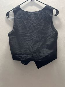 Black Embroidered Sleeveless Vest