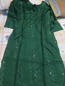 Elegant Green Sequined Kurta Set