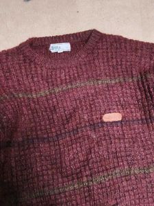 Maroon Striped Knit Sweater