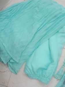 Elegant Aqua Embroidered Kurta Set